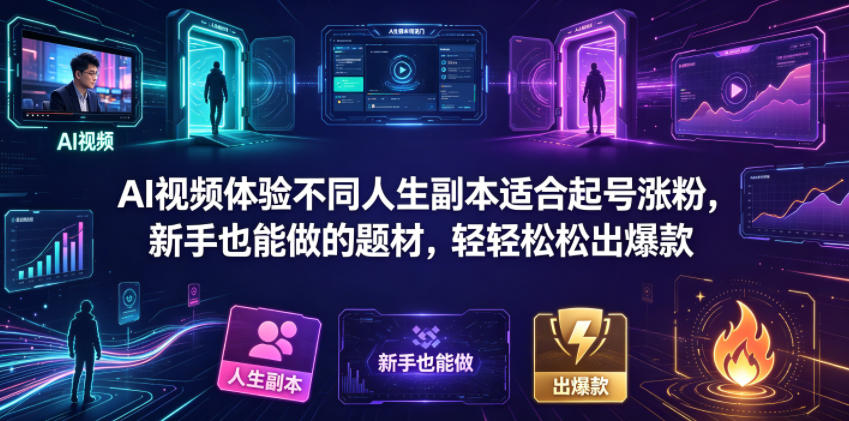AI视频体验不同人生副本适合起号涨粉，新手也能做的题材，轻轻松松出爆款-鼎铸网