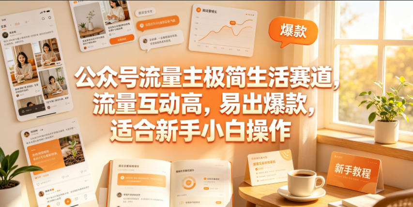 公众号流量主极简生活赛道，流量互动高，易出爆款，适合新手小白操作-鼎铸网