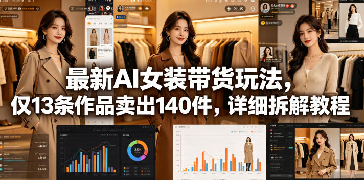 最新AI女装带货玩法，仅13条作品卖出140件，详细拆解教程-鼎铸网