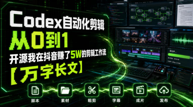 Codex自动化剪辑从0到1,开源我在抖音賺了5W的剪辑工作流【万字长文】-鼎铸网