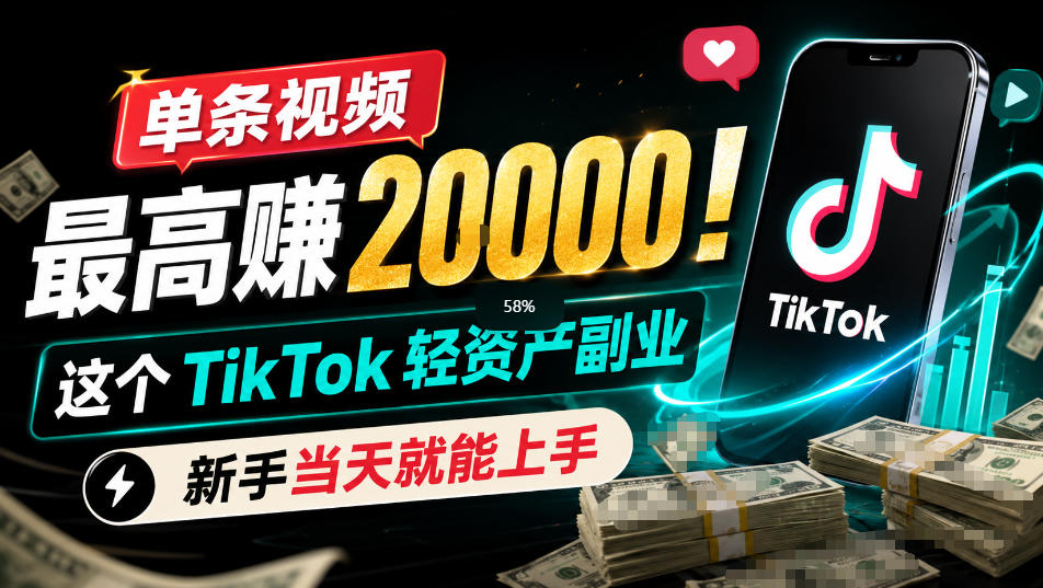 单条视频最高賺2W!这个TikTok轻资产副业,新手当天就能上手-鼎铸网