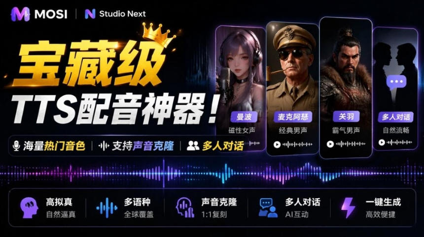 热门AI配音工具免费用!内置曼波、短剧精选音色等,支持声音克隆,限时活动每日可白嫖200分钟Mossland-鼎铸网