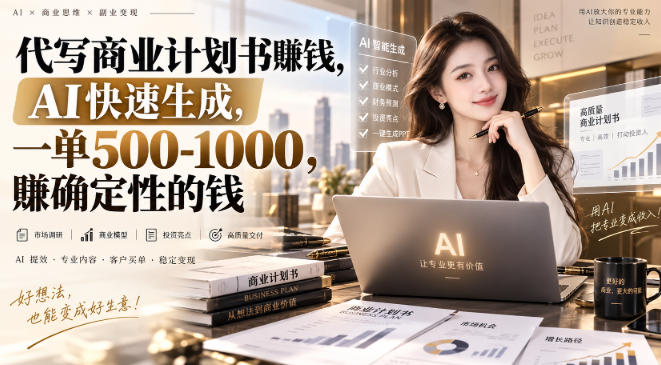 代写商业计划书賺钱，AI快速生成，一单500-1K，賺确定性的钱-鼎铸网