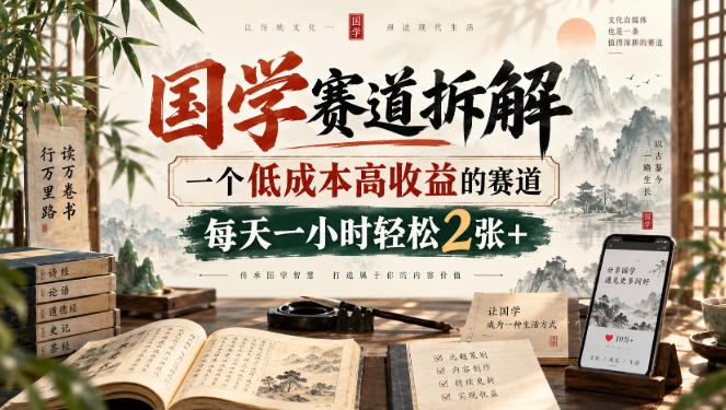 国学赛道拆解，一个低成本高收益的赛道，每天一小时轻松2张+-鼎铸网