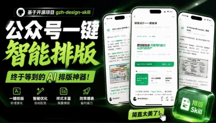 宝藏博主开源！超美公众号排版神器，文章一键Markdown转排版skill，一键智能排版gzh-design-skill-鼎铸网
