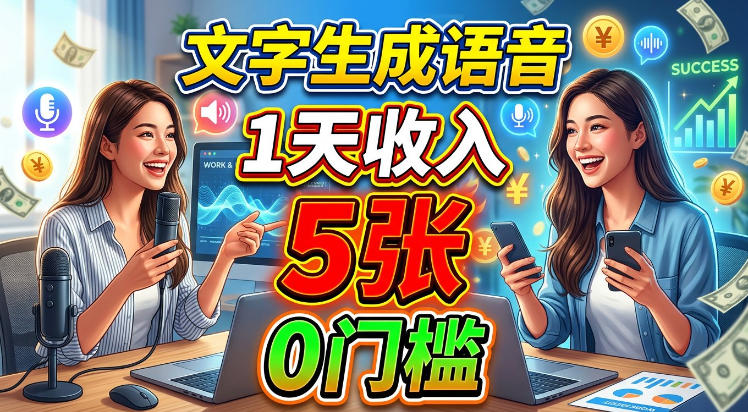 文字生成语音，1天收入5张，超简单美刀项目-鼎铸网