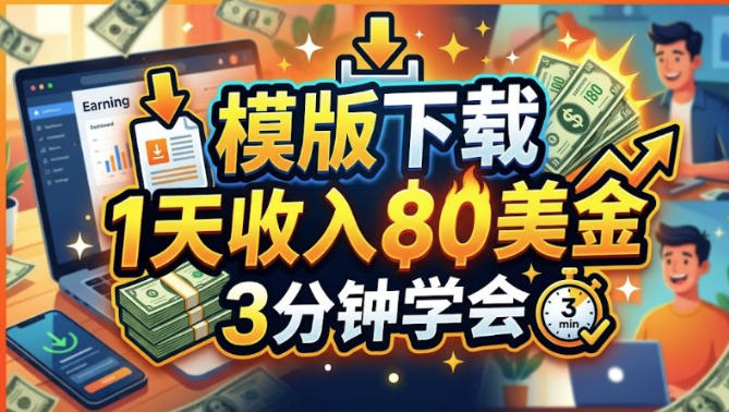 e6a8a1e78988e4b88be8bdbdefbc8c1e5a4a9e694b6e585a580e7be8ee58880efbc8c0e997a8e6a79befbc8c3e58886e9929fe5ada6e4bc9a_6a9f6b24defd2.jpeg 模版下载,1天收入80美刀,0门槛,3分钟学会