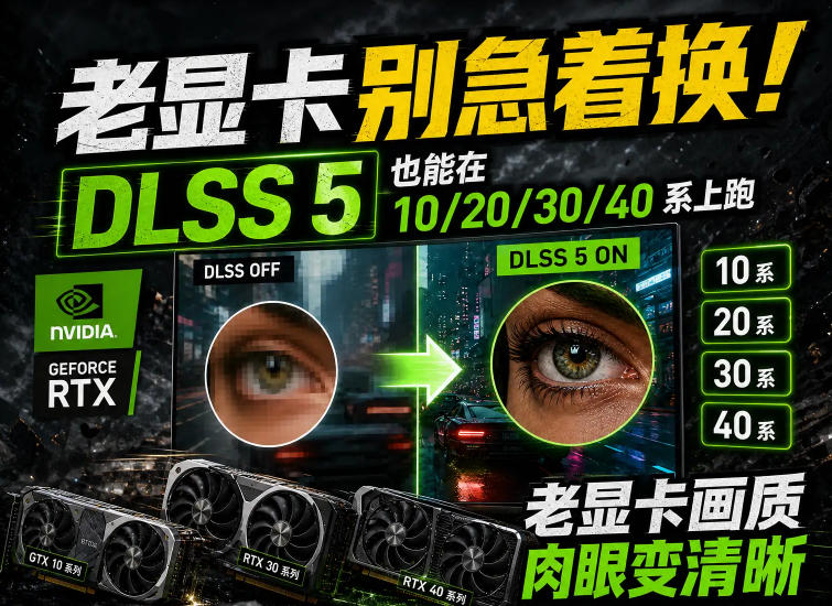 e88081e698bee58da1e588abe680a5e79d80e68da2efbc81dlss-5e4b99fe883bde59ca810-20-30-40e7b3bbe4b88ae8b791efbc8ce88081e698bee58da1e794bbe8b4a8_6aa756053a72d.jpeg 老显卡别急着换!DLSS 5也能在10/20/30/40系上跑,老显卡画质肉眼变清晰