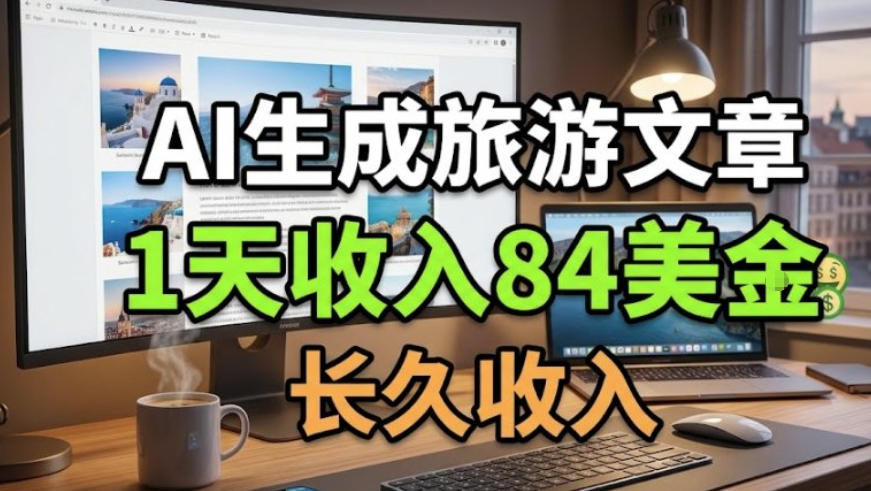 AI生成旅游文章，1天收84美刀，长久稳定，0门槛-鼎铸网