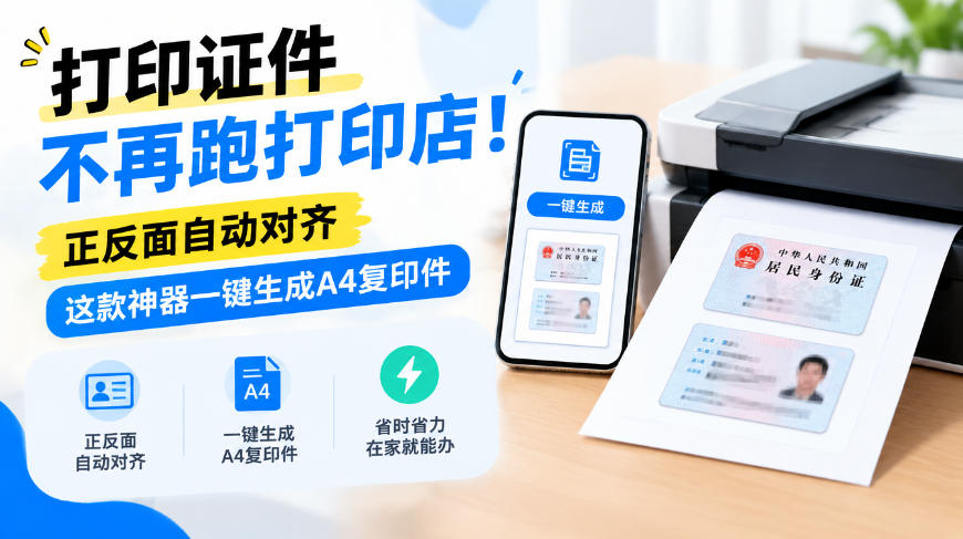 打印证件不再跑打印店！正反面自动对齐，这款神器一键生成A4复印件-鼎铸网