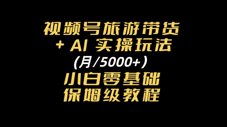视频号旅游带货+AI实操玩法，月入5k+小白零基础保姆级教程-鼎铸网