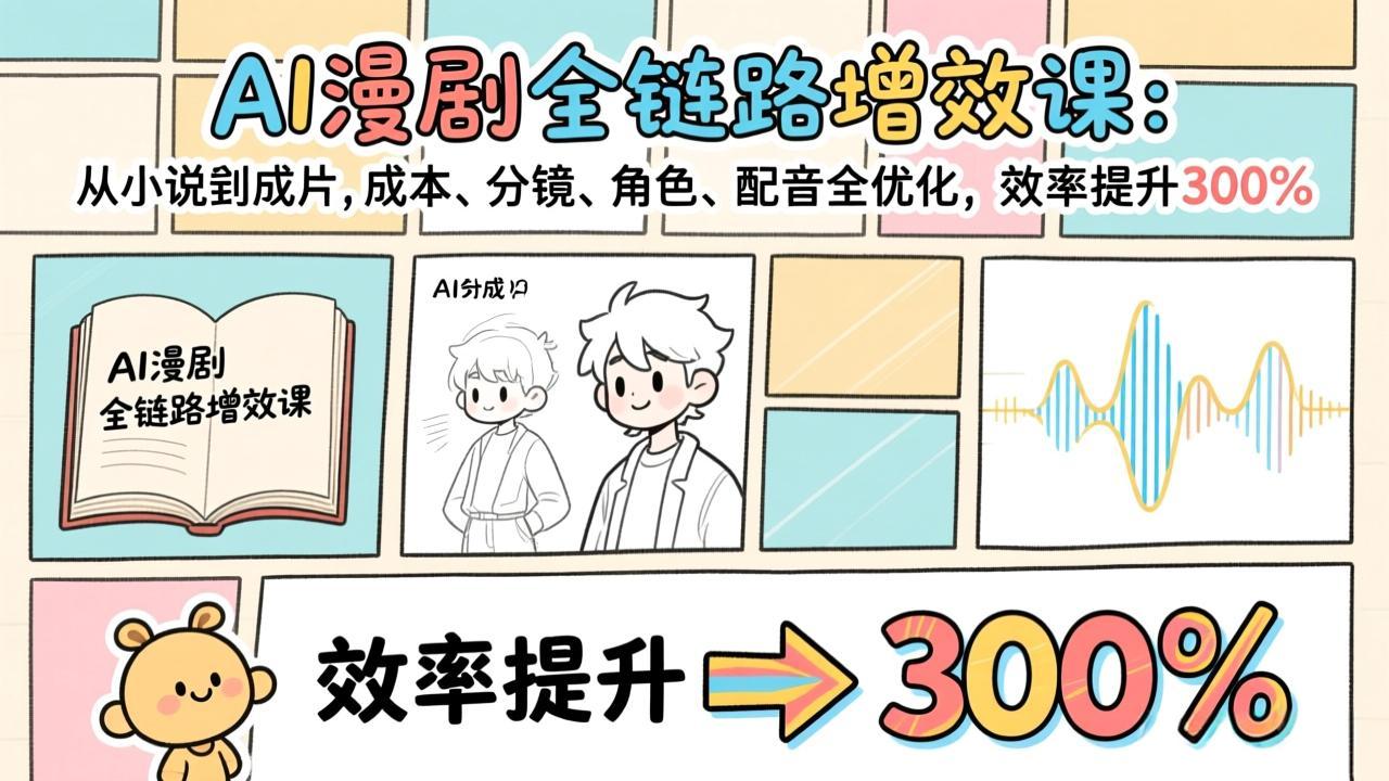 AI漫剧全链路增效课：从小说到成片，成本、分镜、角色、配音全优化，效率提升300%-鼎铸网
