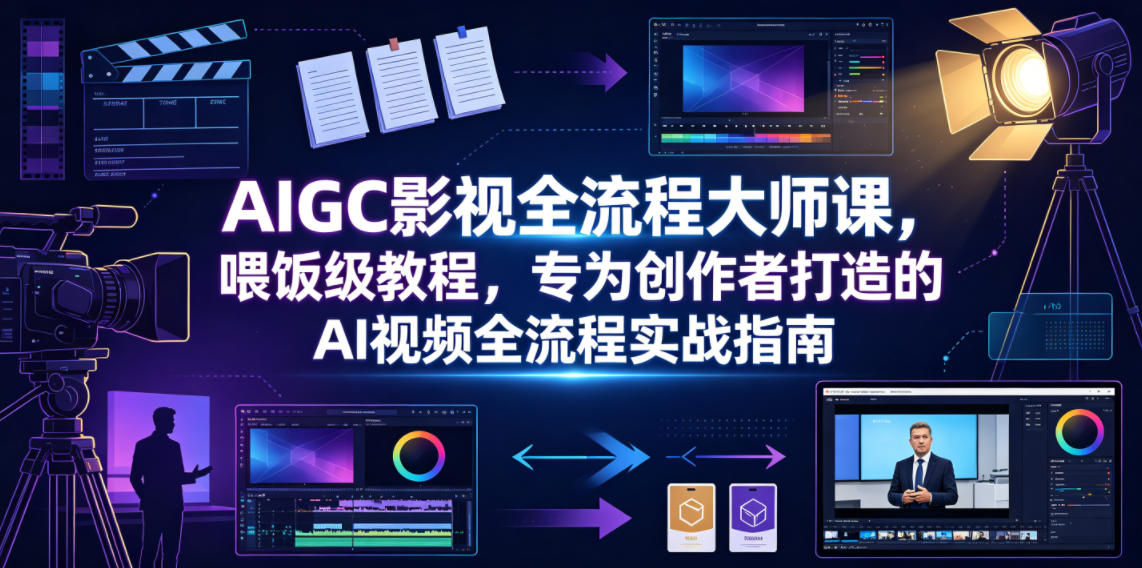 AIGC影视全流程大师课，喂饭级教程，专为创作者打造的AI视频全流程实战指南-鼎铸网
