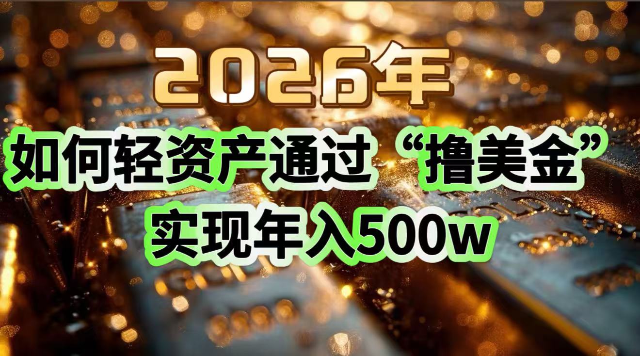 2026年如何轻资产通过“撸美金”实现年入500w-鼎铸网