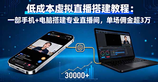 00f6f56e653659de51cdabd1df0c2bf3.jpeg 低成本虚拟直播搭建教程:一部手机+电脑搭建专业直播间,单场佣金超3万