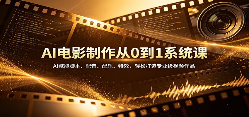 AI电影制作从0到1系统课：AI赋能脚本、配音、配乐、特效，轻松打造专业级视频作品-鼎铸网