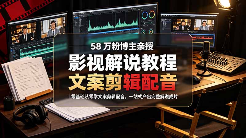 016b05fa1d1e419276c7eaae7581e2f0.jpeg 58 万粉博主荧幕春秋亲授影视解说教程|零基础从零学文案剪辑配音,一站式产出完整解说成片