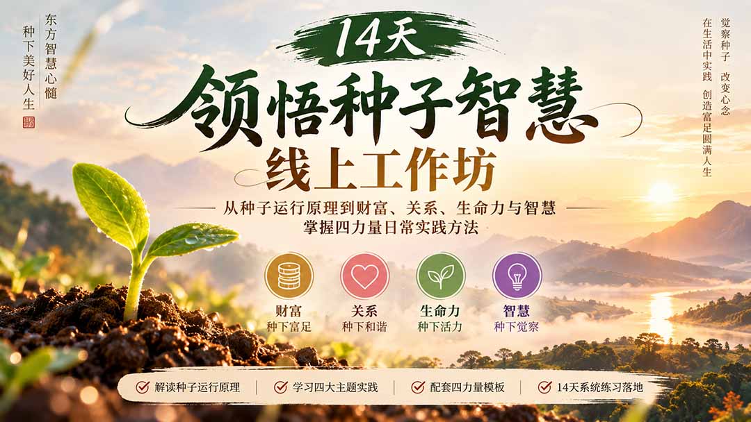 14天领悟种子智慧线上工作坊|从种子运行原理到财富、关系、生命力与智慧,掌握四力量日常实践方法-鼎铸网