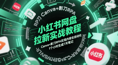 小红书网盘拉新实战教程,Canva+影刀RPA实现内容全自动化,1个小时生成7天笔记-鼎铸网