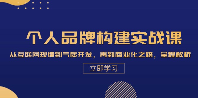 个人品牌构建实战课：从互联网规律到气质开发，再到商业化之路，全程解析-鼎铸网