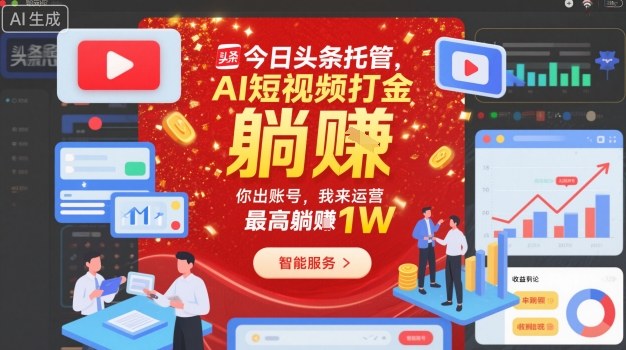 022d67898d2f65850cbdde4a6aca37b1.jpeg 今日头条托管,AI短视频打金,你出账号,我来运营,最高躺賺1W【揭秘】
