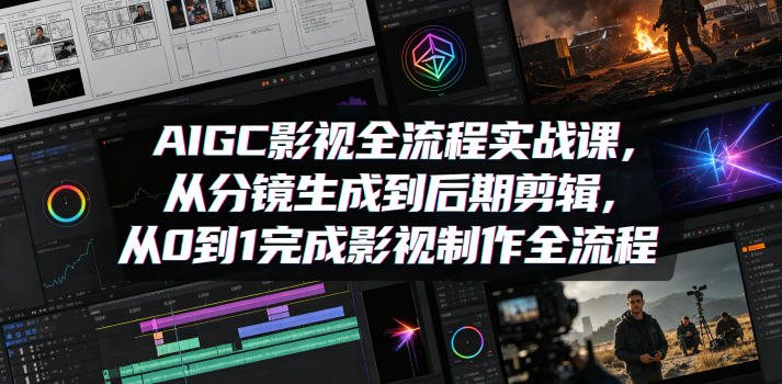 AIGC影视全流程实战课，从分镜生成到后期剪辑，从0到1完成影视制作全流程-鼎铸网