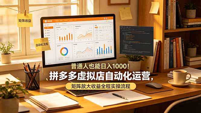 普通人也能日入 1000！拼多多虚拟店自动化运营，矩阵放大收益全程实操流程-鼎铸网
