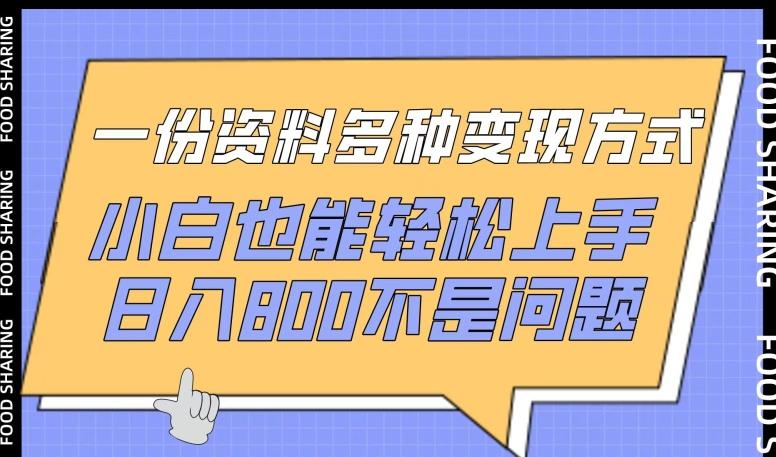0280c1930e78bc052fb687eb95c5f7b5.jpeg 一份资料多种变现方式,小白也能轻松上手,日入800不是问题【揭秘】