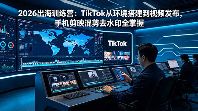 2026出海训练营：TikTok从环境搭建到视频发布，手机剪映混剪去水印全掌握-鼎铸网