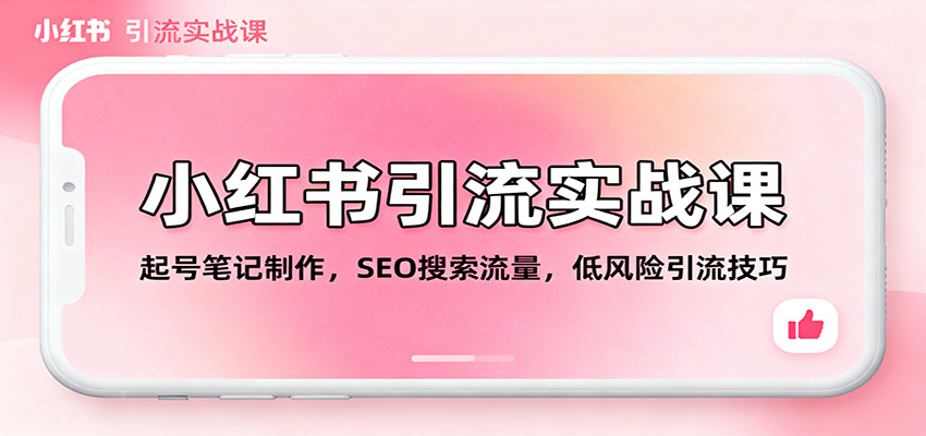 小红书引流实战课：起号笔记制作，SEO搜索流量，低风险引流技巧-鼎铸网
