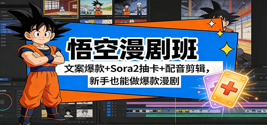 悟空漫剧班:文案爆款+Sora2抽卡+配音剪辑,新手也能做爆款漫剧-鼎铸网