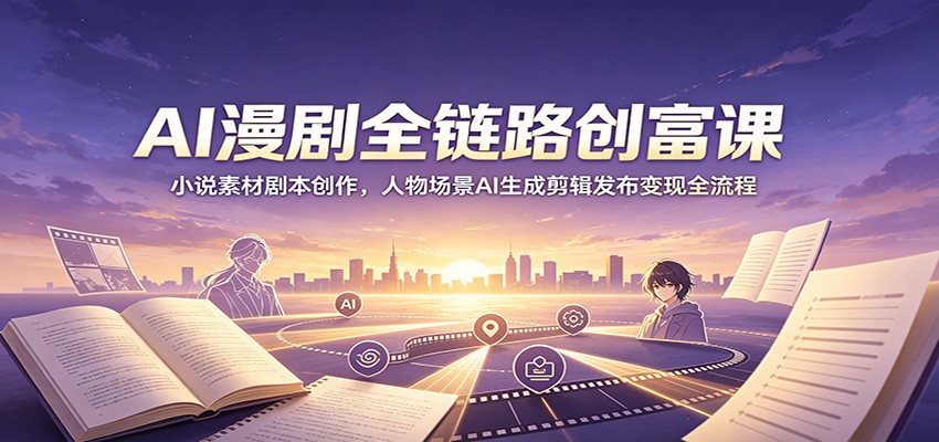 AI漫剧全链路创富课：小说素材剧本创作，人物场景AI生成剪辑发布变现全流程-鼎铸网