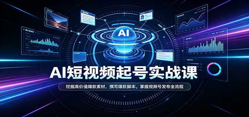 短视频AI起号实战课:挖掘高价值爆款素材,撰写爆款脚本,掌握视频号发布全流程-鼎铸网
