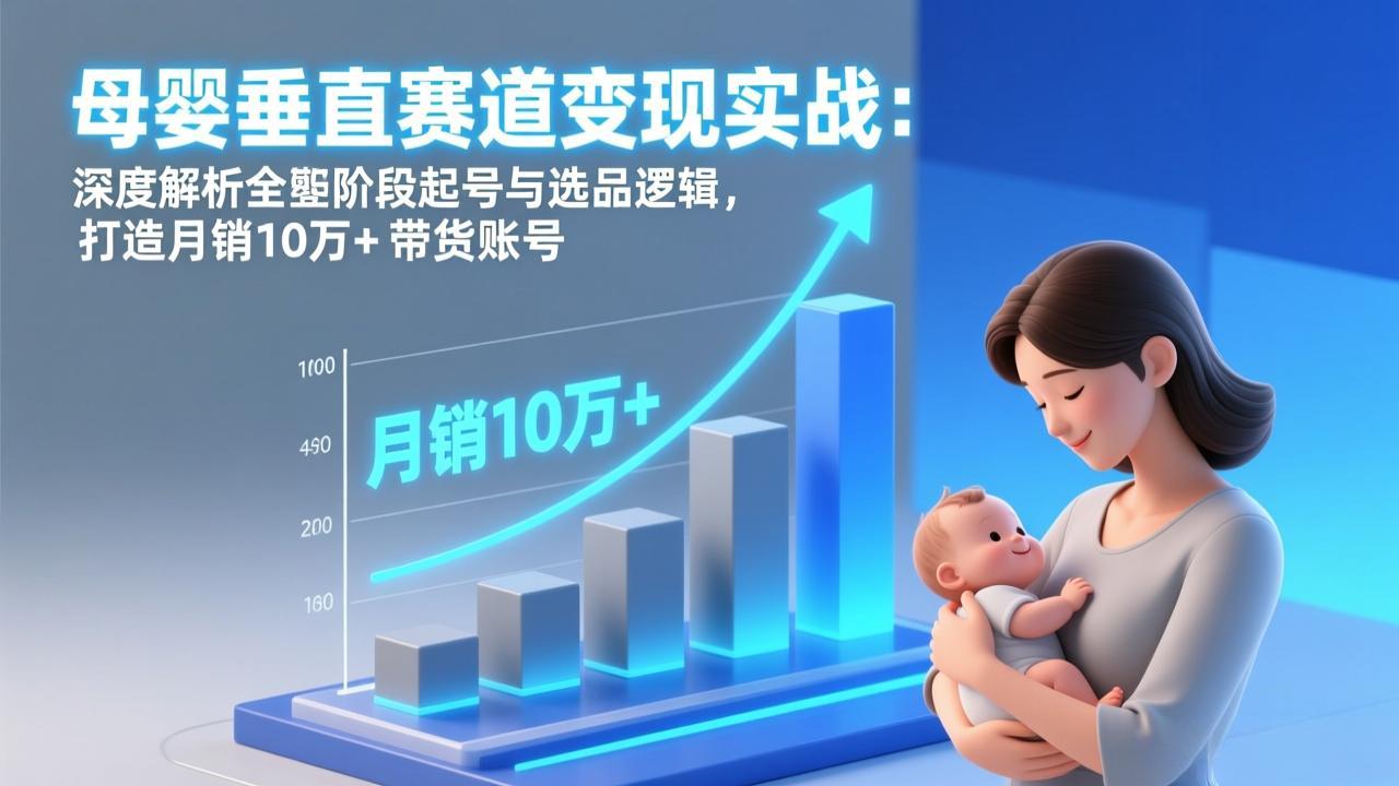 母婴垂直赛道变现实战:深度解析三大阶段起号与选品逻辑,打造月销10万+带货账号-鼎铸网