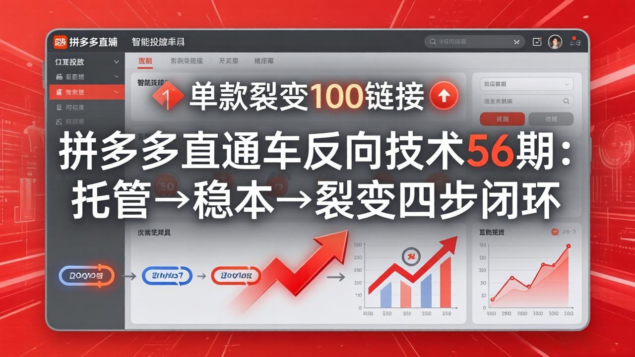 059e19a67efd8eba03f7dfb8d3ec9e42.jpeg 拼多多直通车反向技术56期:托管→稳本→裂变四步闭环,单款裂变100链接抢占核心流量