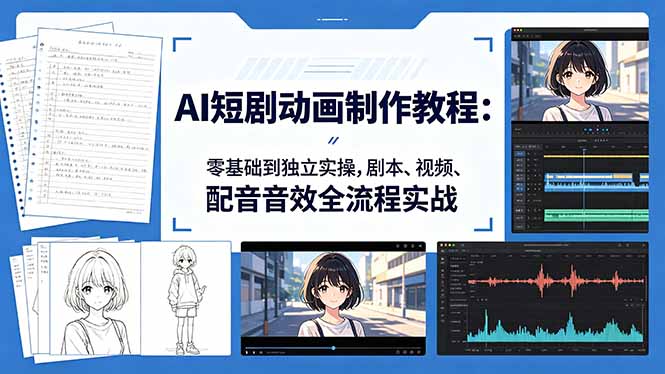 05d63e13eb1b5ce63537fc9b44fce85b.jpeg AI短剧动画制作教程:零基础到独立实操,剧本、视频、配音音效全流程实战