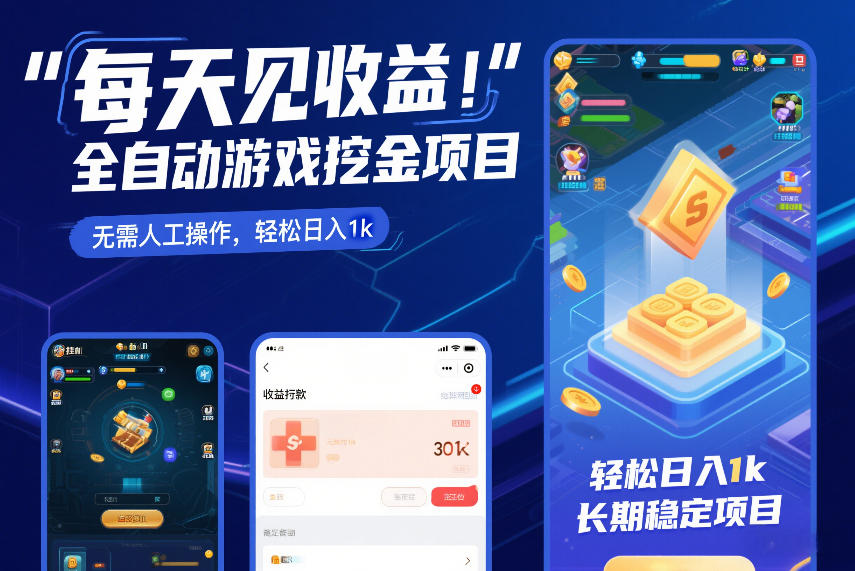 每天见收益,全自动游戏挖金项目,无需人工操作,轻松日入1k,长期稳定项目【揭秘】-鼎铸网