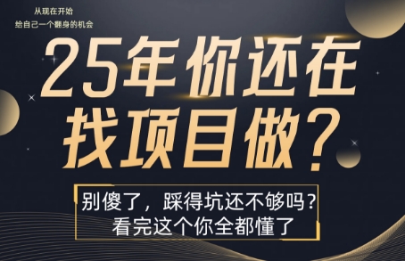 0678fa288adaa9b746dbaeec012fcb37.jpeg 25年,你还在疯狂的找项目吗?别傻了,看完这个你都懂了【揭秘】