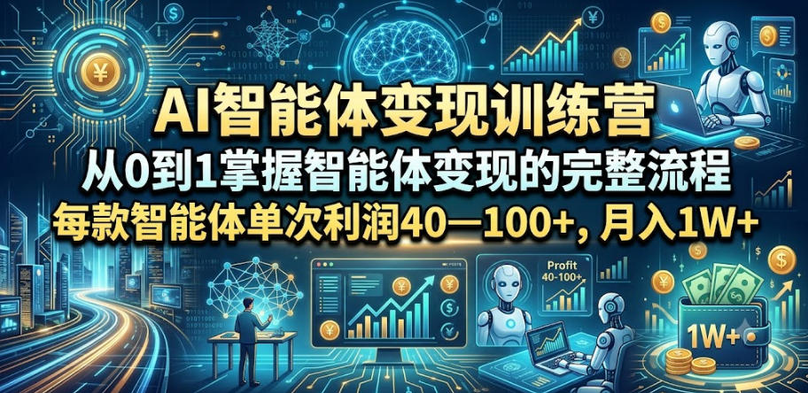 AI智能体变现训练营，从0到1掌握智能体变现的完整流程，每款智能体单次利润40—100+，月入1W+-鼎铸网