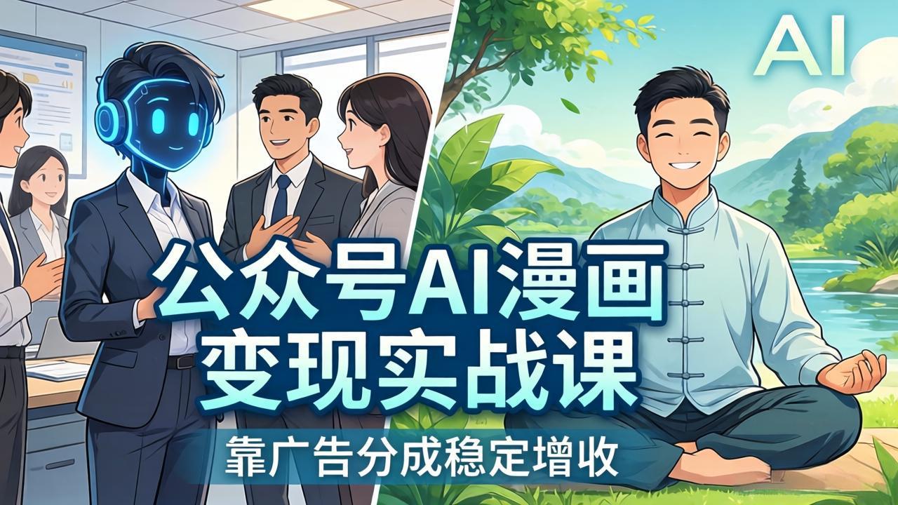 06bdbfeb1e55035e7a60440ce7fe3a18.jpeg 公众号AI漫画变现实战课:星座/职场/养生多赛道+智能体发文,靠广告分成稳定增收