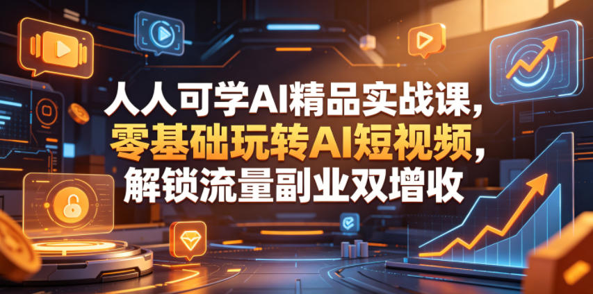 人人可学AI精品实战课,零基础玩转AI短视频,解锁流量副业双增收-鼎铸网