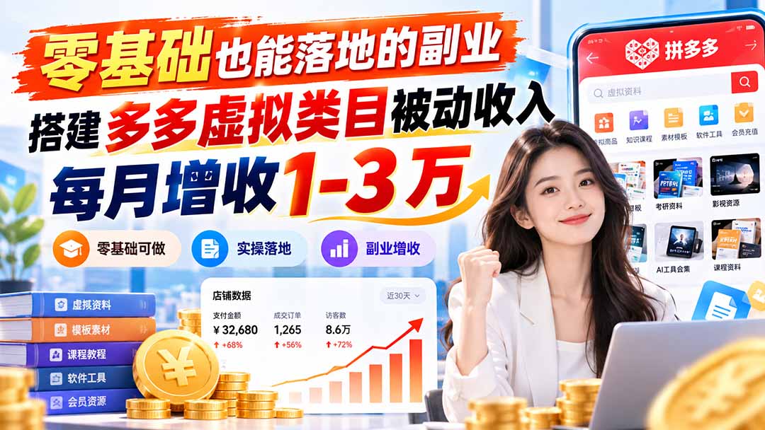 070e9b002d79eff5f303feaeb7be7897.jpeg 零基础也能落地的副业,搭建多多虚拟类目被动收入,每月增收 1-3 万
