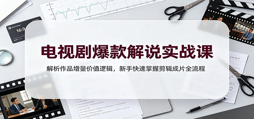 电视剧爆款解说实战课:解析作品增量价值逻辑,新手快速掌握剪辑成片全流程-鼎铸网