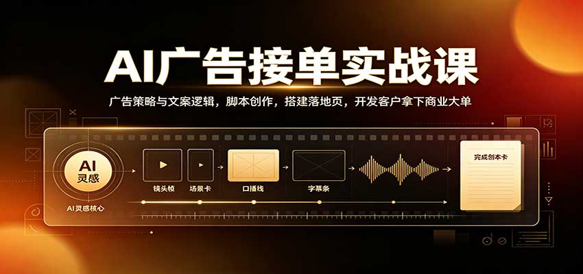 AI广告接单实战:广告策略与文案逻辑,脚本创作,搭建落地页,开发客户拿下商业大单-鼎铸网