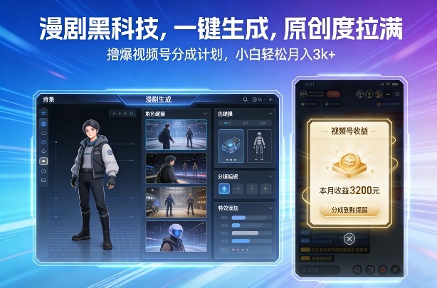 07b031241865dc9a54efb0c184c7464b.jpeg 漫剧黑科技,一键生成,原创度拉满,撸爆视频号分成计划,小白轻松月入3k+