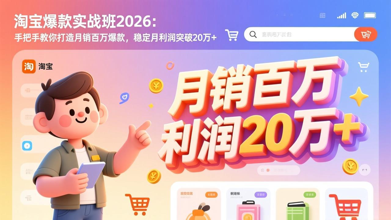 淘宝爆款实战班-2026年2月更新：手把手教你打造月销百万爆款，稳定月利润突破20万+-鼎铸网