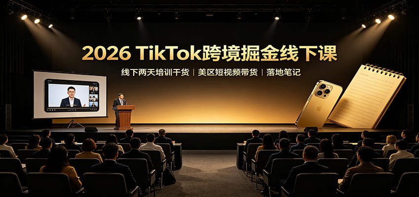 2026 TikTok跨境掘金线下课：线下两天培训干货，美区短视频带货落地笔记-鼎铸网