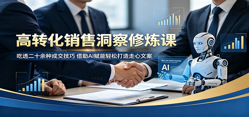 高转化销售洞察修炼课:吃透二十余种成交技巧,借助AI赋能轻松打造走心文案-鼎铸网