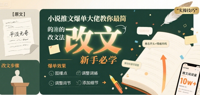 088a7439116e08069d9ecbb8ee1ddf3f.jpeg 小说推文爆单大佬教你最简单的改文方法实操课,新手必学
