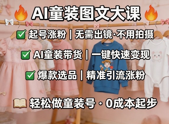 0891dde62e98be8bee4709e5aa2e3475.jpeg AI童装图文剪辑,某社群童装图文大课,起号涨粉、AI童装带货、爆款选品,无需出镜和拍摄